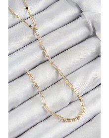 Pirinç Zirkon Taşlı Model Gold Renk Y Kolye