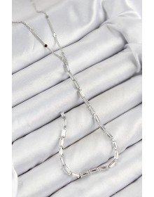 Pirinç Zirkon Taşlı Model Gümüş Renk Y Kolye