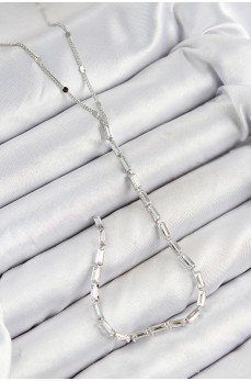 Pirinç Zirkon Taşlı Model Gümüş Renk Y Kolye