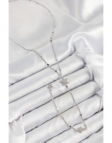 Pirinç Zirkon Taşlı Yıldız Model Gümüş Renk Y Kolye