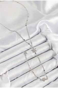 Pirinç Zirkon Taşlı Yıldız Model Gümüş Renk Y Kolye