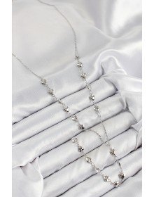 Pirinç Zirkon Taşlı Kalp Model Gümüş Renk Y Kolye