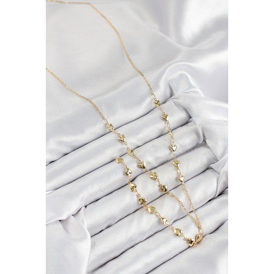 Pirinç Zirkon Taşlı Kalp Model Gold Renk Y Kolye Pirinç Zirkon Taşlı Kalp Model Gold Renk Y Kolye