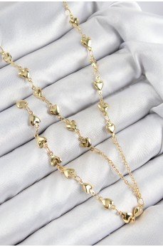 Pirinç Zirkon Taşlı Kalp Model Gold Renk Y Kolye