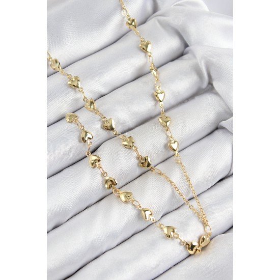 Pirinç Zirkon Taşlı Kalp Model Gold Renk Y Kolye Pirinç Zirkon Taşlı Kalp Model Gold Renk Y Kolye