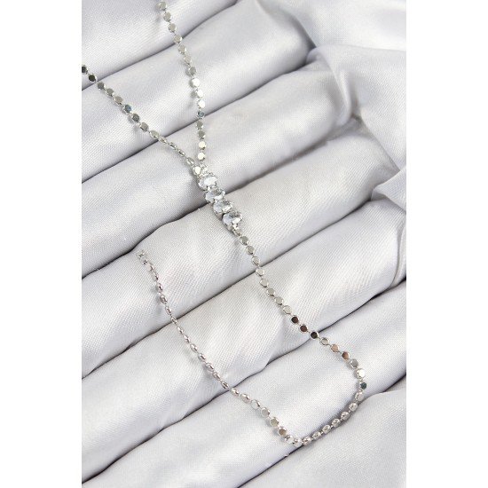 Pirinç Zirkon Taşlı Ezme Zincirli Model Gümüş Renk Y Kolye Pirinç Zirkon Taşlı Ezme Zincirli Model Gümüş Renk Y Kolye