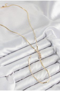 Pirinç Zirkon Taşlı Ezme Zincirli Model Gold Renk Y Kolye