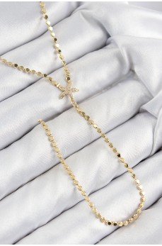 Pirinç Zirkon Taşlı Ezme Zincirli Deniz Yıldızı Model Gold Renk Y Kolye