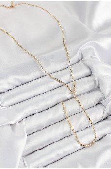 Pirinç Zirkon Taşlı Ezme Zincirli Deniz Yıldızı Model Gold Renk Y Kolye