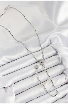 Pirinç Zirkon Taşlı Ezme Zincirli Madalyon Model Gümüş Renk Y Kolye