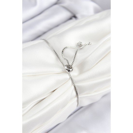 Pirinç Zirkon Taşlı Sıralı Daire Model Gümüş Renk Asansörlü Kadın Bileklik