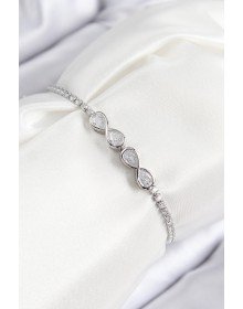 Pirinç Zirkon Taşlı Sonsuzluk Model Gümüş Renk Asansörlü Kadın Bileklik