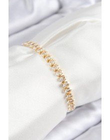 Pirinç Zirkon Taşlı Damla Model Gold Renk Asansörlü Kadın Bileklik