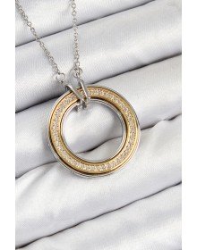316L Çelik Zirkon Taşlı Dönen Daire Model Gold Ve Gümüş Renk Kadın Kolye