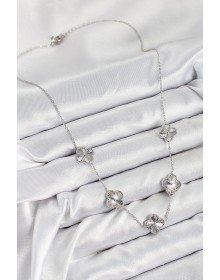 Pirinç VIP Yonca Model Gümüş Renk Kadın Kolye