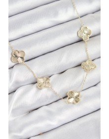 Pirinç VIP Yonca Model Gold Renk Kadın Kolye