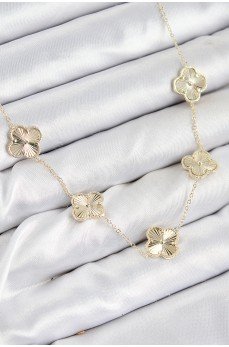 Pirinç VIP Yonca Model Gold Renk Kadın Kolye