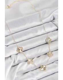 Pirinç VIP Yonca Model Gold Renk Kadın Kolye