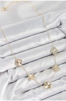 Pirinç VIP Yonca Model Gold Renk Kadın Kolye