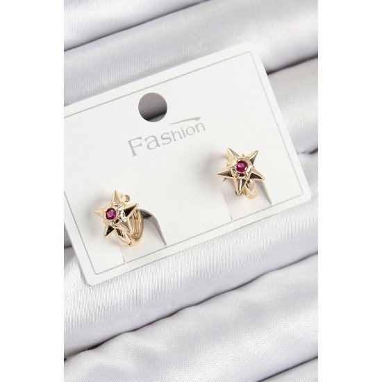 Pirinç Zirkon Taşlı Yıldız Model Gold Renk Çocuk Küpe Pirinç Zirkon Taşlı Yıldız Model Gold Renk Çocuk Küpe