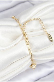 Pirinç Zirkon Taşlı Deniz Kabuğu Model Gold Renk Kadın Bileklik