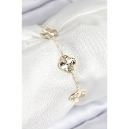 VIP Pirinç Yonca Model Gold Renk Kadın Bileklik VIP Pirinç Yonca Model Gold Renk Kadın Bileklik