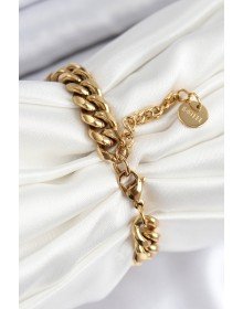 316L Çelik Klasik Kalın Zincir Model Gold Renk Kadın Bileklik