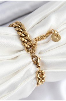 316L Çelik Klasik Kalın Zincir Model Gold Renk Kadın Bileklik