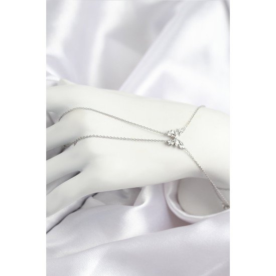 Pirinç Zirkon Taşlı Kelebek Model Gümüş Renk Şahmeran