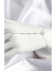 Pirinç Zirkon Taşlı Yonca Model Gümüş Renk Şahmeran