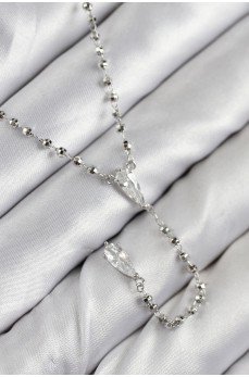 Pirinç Zirkon Taşlı Gümüş Renk Kadın Y Kolye