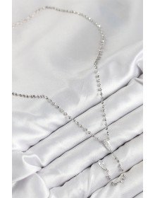 Pirinç Zirkon Taşlı Gümüş Renk Kadın Y Kolye