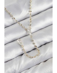 Pirinç Zirkon Taşlı Gold Renk Kadın Y Kolye