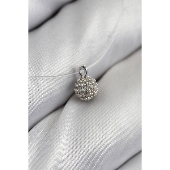 Misineli Topcuk Model Gümüş Renk Hayalet Kolye Misineli Topcuk Model Gümüş Renk Hayalet Kolye