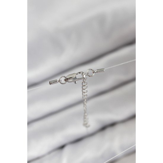 Misineli Kalp Model Gümüş Renk Hayalet Kolye