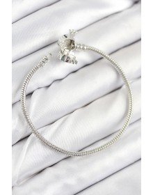 Pirinç Charm Zirkon Taşlı Taç Model Gümüş Renk Kadın Bileklik