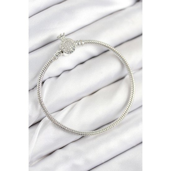 Pirinç Charm Zirkon Taşlı Taç Model Gümüş Renk Kadın Bileklik Pirinç Charm Zirkon Taşlı Taç Model Gümüş Renk Kadın Bileklik