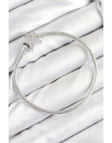 Pirinç Charm Zirkon Taşlı Yıldız Model Gümüş Renk Kadın Bileklik