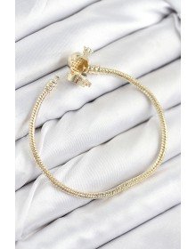 Pirinç Charm Zirkon Taşlı Taç Model Gold Renk Kadın Bileklik