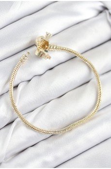 Pirinç Charm Zirkon Taşlı Taç Model Gold Renk Kadın Bileklik Pirinç Charm Zirkon Taşlı Taç Model Gold Renk Kadın Bileklik