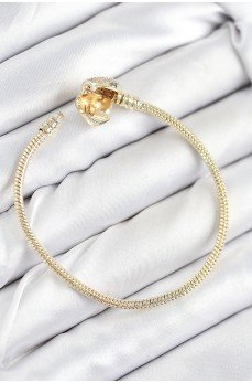 Pirinç Charm Zirkon Taşlı Kalp Model Gold Renk Kadın Bileklik Pirinç Charm Zirkon Taşlı Kalp Model Gold Renk Kadın Bileklik