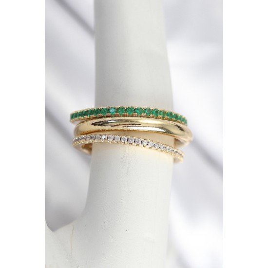 Pirinç Gold Renk Zirkon Taşlı 4'Lü Kadın Yüzük Pirinç Gold Renk Zirkon Taşlı 4'Lü Kadın Yüzük