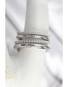 Pirinç Gümüş Renk Zirkon Taşlı 4'Lü Kadın Yüzük