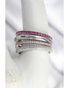 Pirinç Gümüş Renk Zirkon Taşlı 4'Lü Kadın Yüzük