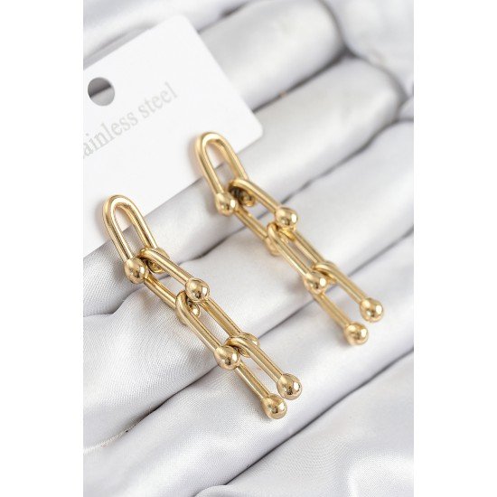 316L Çelik Sallantılı Tifany Model Gold Renk Kadın Küpe