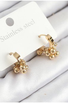 316L Çelik Boncuklu Halka Model Gold Renk Kadın Küpe