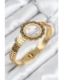 316L Çelik Zirkon Taşlı Çeyrek Takılabilir Gold Renk Kelepçe