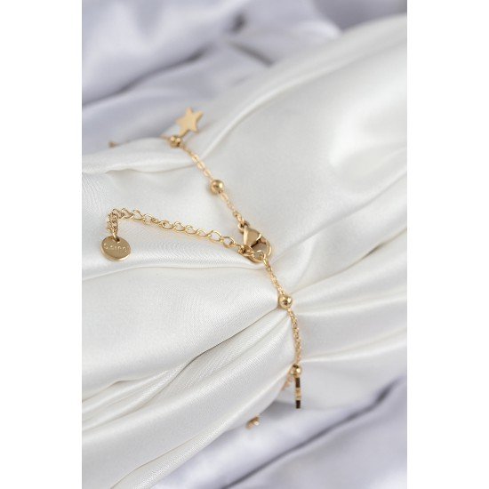 316L Çelik Sıralı Yıldız Model Gold Renk Kadın Bileklik 316L Çelik Sıralı Yıldız Model Gold Renk Kadın Bileklik