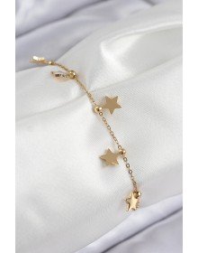 316L Çelik Sıralı Yıldız Model Gold Renk Kadın Bileklik