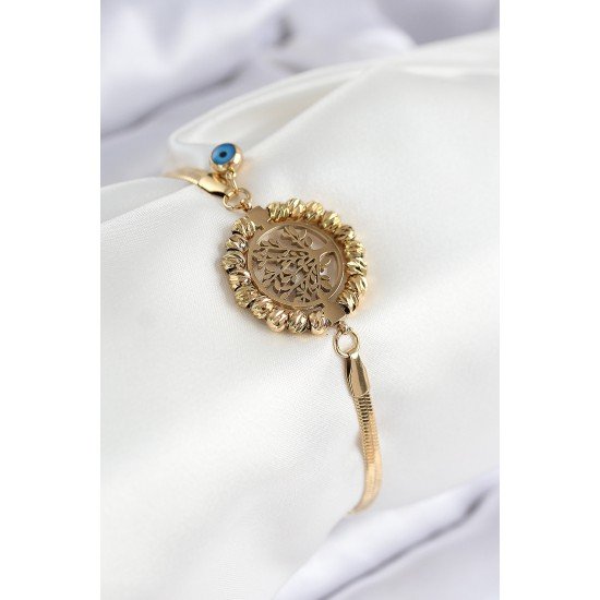 316L Çelik Nazar Boncuk Detaylı Hayat Ağacı Model İtalyan Zincir Gold Renk Kadın Bileklik 316L Çelik Nazar Boncuk Detaylı Hayat Ağacı Model İtalyan Zincir Gold Renk Kadın Bileklik